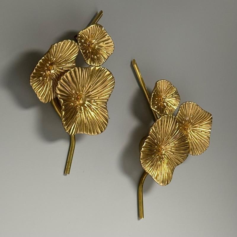 Contemporary, Italian Modern, Flower Sconces, Murano Glass, Gold Leaf, Brass - 4