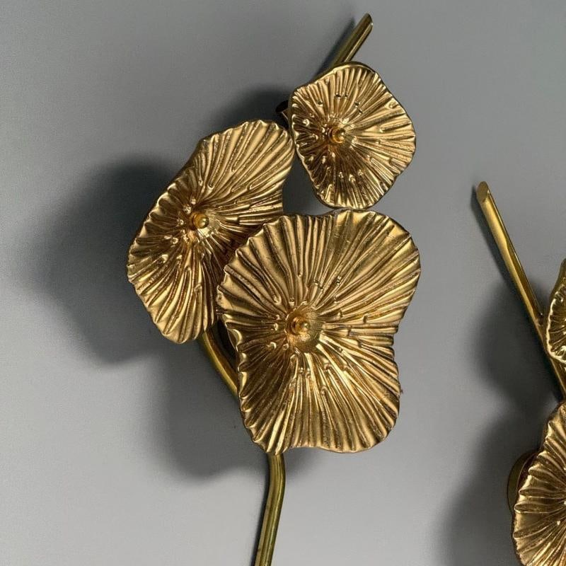 Contemporary, Italian Modern, Flower Sconces, Murano Glass, Gold Leaf, Brass - 5