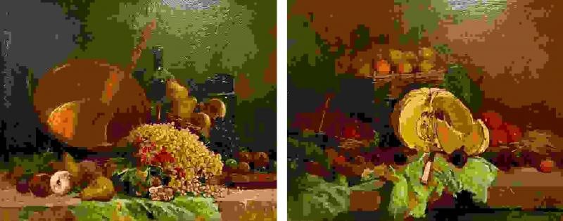 Pair of Oil on Canvas signed Tony Torta, Stilllife, Fruit, Italian: Title: Pair of Oil on Canvas signed Tony Torta, Stilllife, Fruit, Italian Description: Description 1: A Pair of Oil on Canvas signed dated 1881 Tony Torta. Each finely detailed still-life of Fruit is