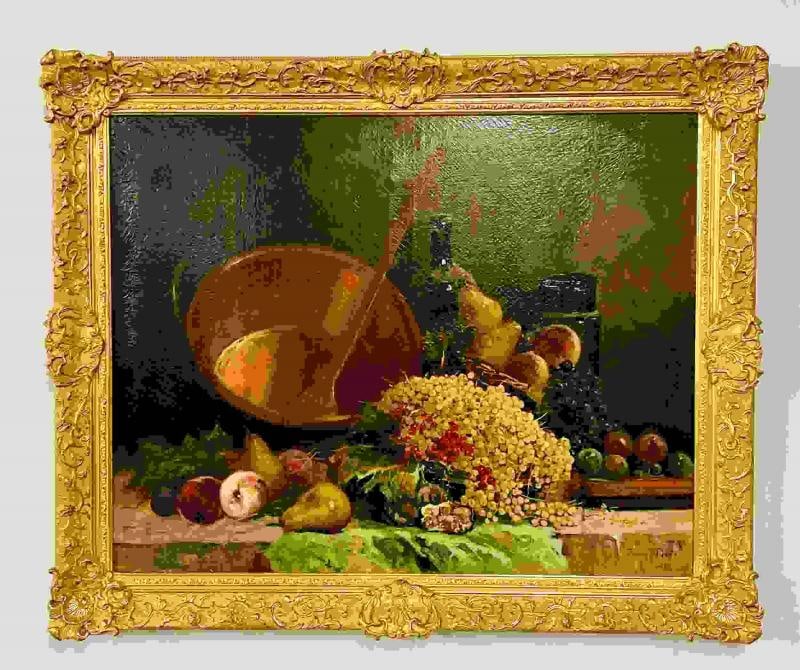 Pair of Oil on Canvas signed Tony Torta, Stilllife, Fruit, Italian - 6