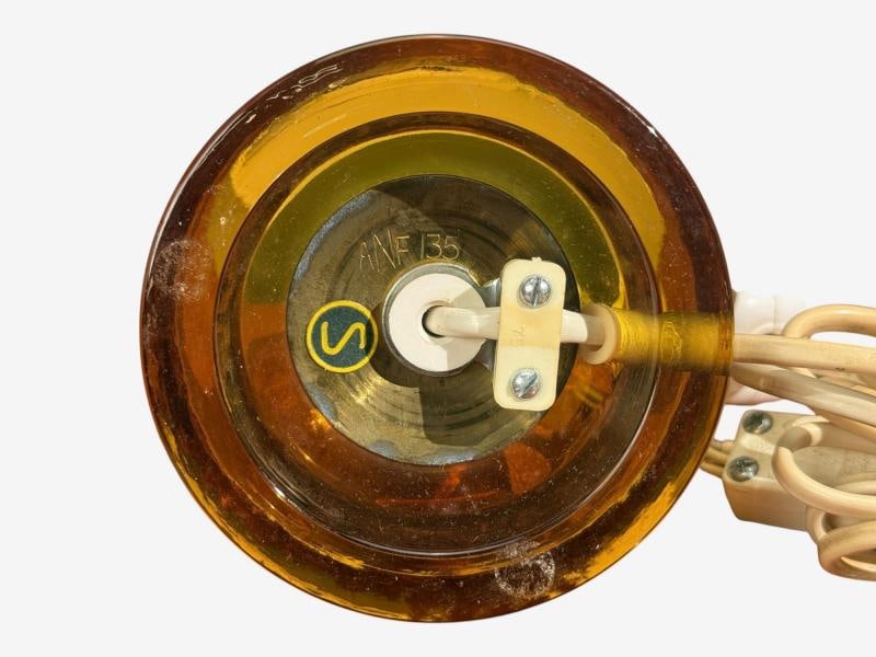 Nybro Armaturfabrik, Table Lamps, Amber Glass, Brass, Sweden, 1970s - 9