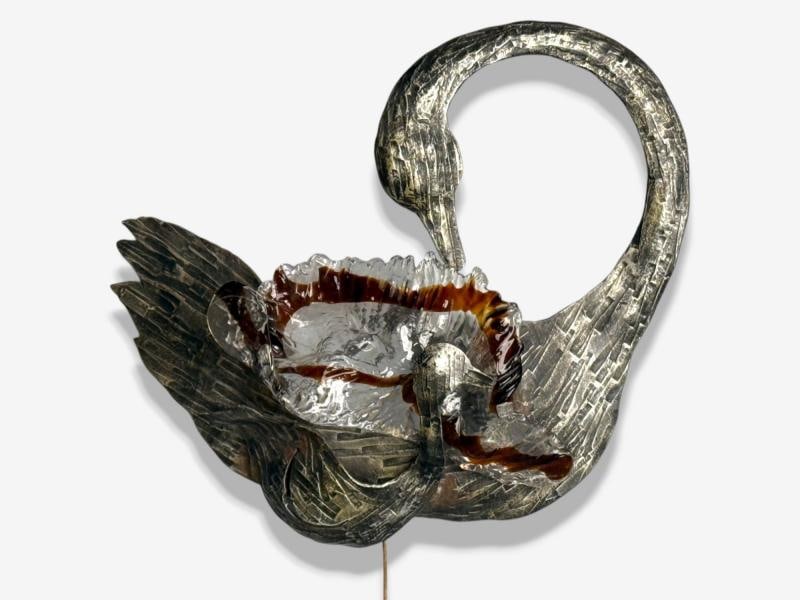Italian Modern, Patinated Metal, Art Glass, Large Wall Sconce, Italy, 1960s - 3