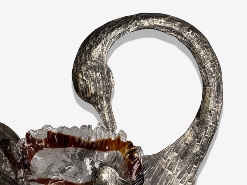 Italian Modern, Patinated Metal, Art Glass, Large Wall Sconce, Italy, 1960s - 4