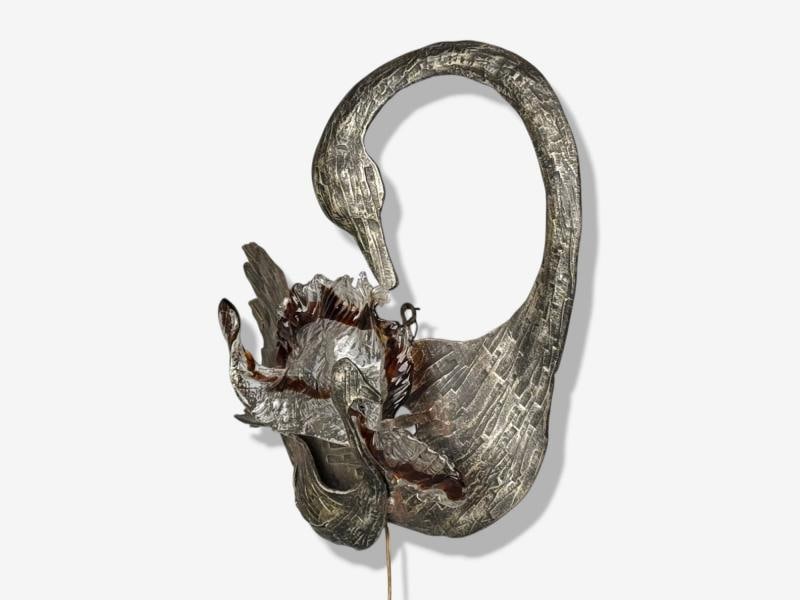 Italian Modern, Patinated Metal, Art Glass, Large Wall Sconce, Italy, 1960s - 9