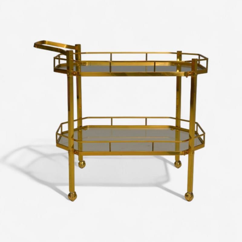 Hollywood Regency Style, Brass, Glass, Bar Cart, France, 1970s - 4