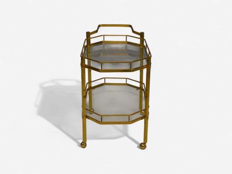 Hollywood Regency Style, Brass, Glass, Bar Cart, France, 1970s - 6