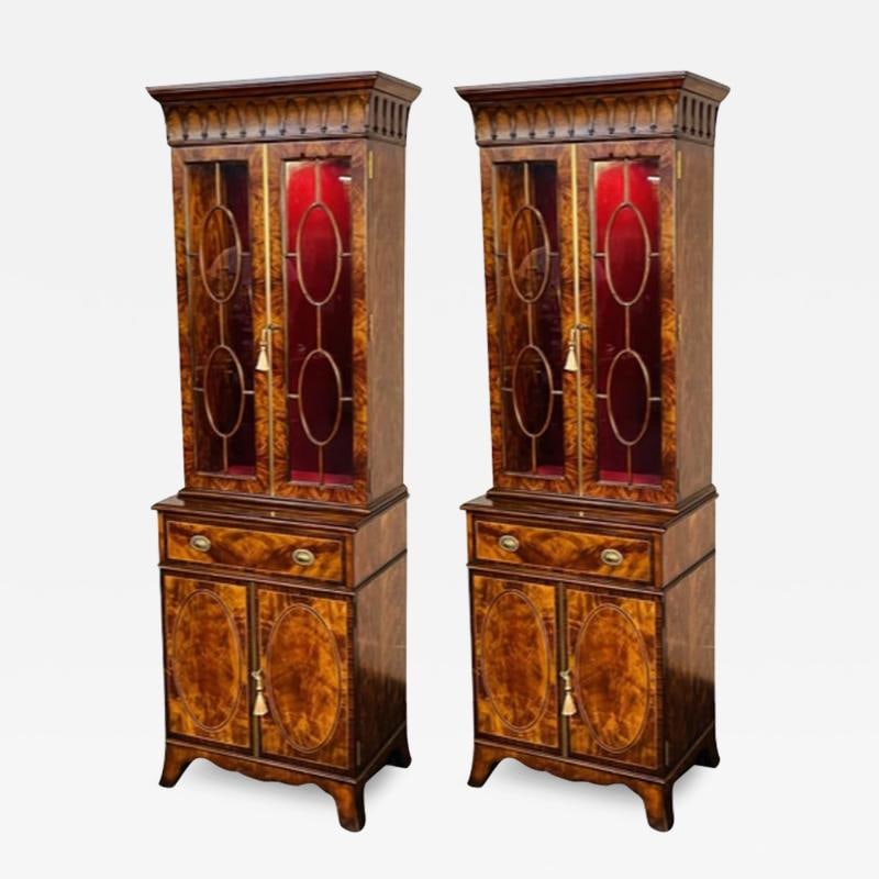 Pair of Bookcase / Showcase Cabinets, Theodore Alexander "Althorp" Mahogany - 2