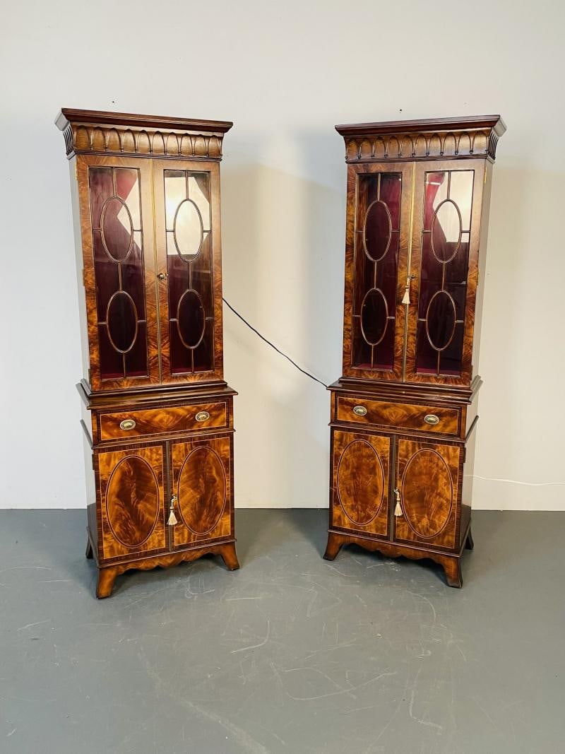 Pair of Bookcase / Showcase Cabinets, Theodore Alexander "Althorp" Mahogany - 3