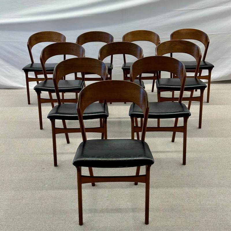 Set of Ten Kai Kristiansen Style Mid-Century Modern Dining / Side Chairs, Danish - 4