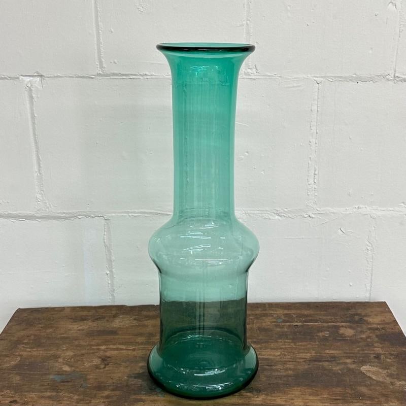 Large Mid-Century Handblown Glass Turquoise Long Floor or Table Vase by Blenko - 7