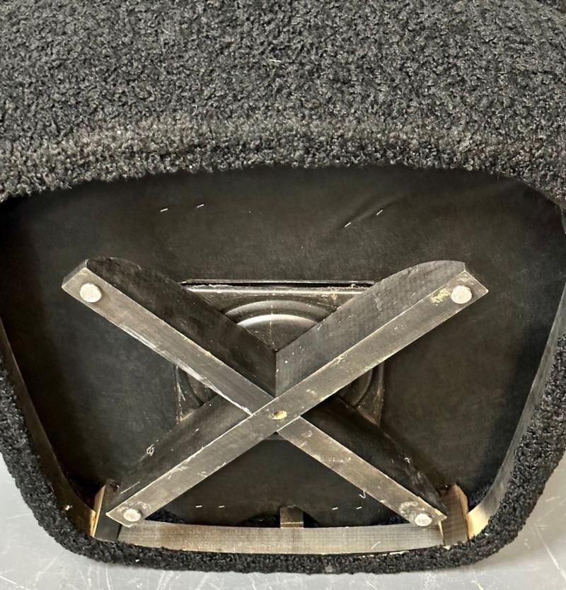 Mid-Century Modern Black Boucle Tub / Swivel / Lounge Chair, Faux Fur - 12