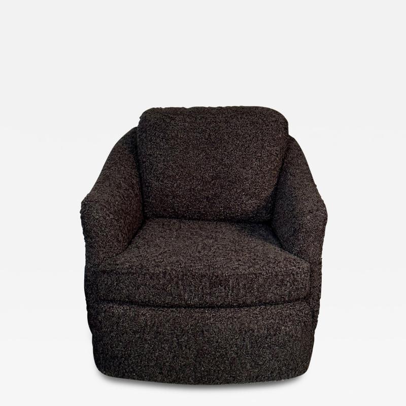 Mid-Century Modern Black Boucle Tub / Swivel / Lounge Chair, Faux Fur: Title: Mid-Century Modern Black Boucle Tub / Swivel / Lounge Chair, Faux Fur Description: Description 1: Mid-Century Modern Black Boucle Tub / Swivel / Lounge Chair, Faux Fur 29H x 31.75W x 34D / SH