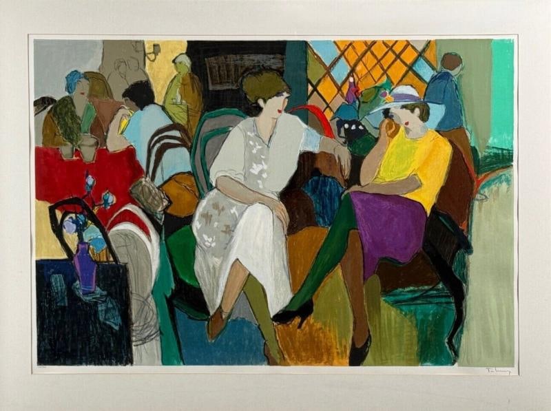 Itzchak Isaac Tarkay, Fauvism, Cafe Scene, Signed and Numbered Serigraph, 20th c - 4