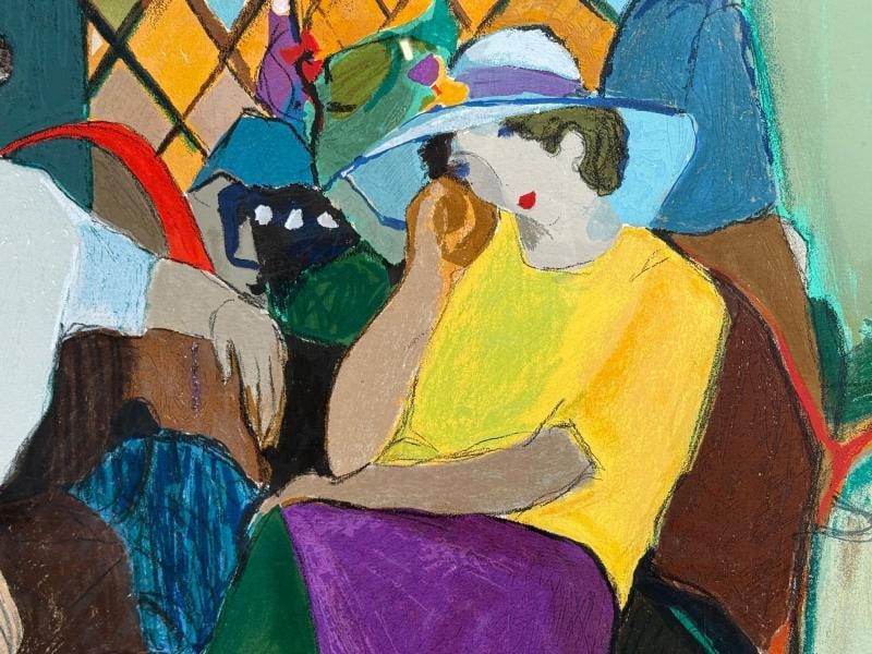 Itzchak Isaac Tarkay, Fauvism, Cafe Scene, Signed and Numbered Serigraph, 20th c - 6