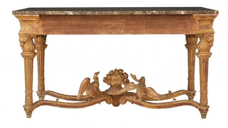 Italian Louis XVI Style Giltwood Console / Center Table, Hand Carved, Figural - 10