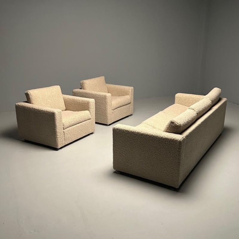 Stendig Living Room, Sofa, Pair of Cube Chairs, New Boucle, Switzerland, Labeled - 3