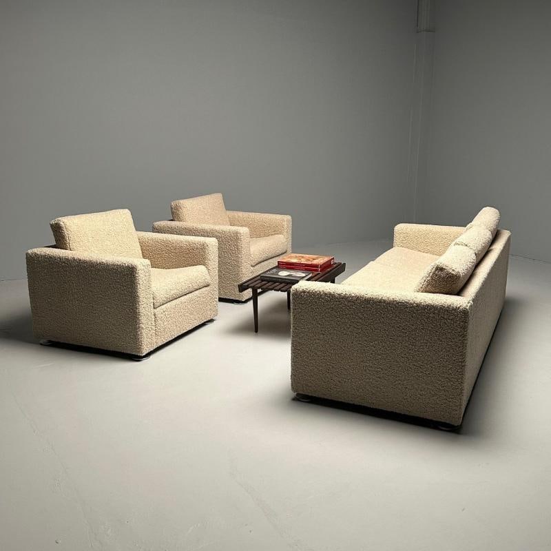 Stendig Living Room, Sofa, Pair of Cube Chairs, New Boucle, Switzerland, Labeled - 4