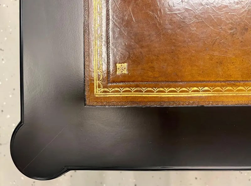 Hollywood Regency Jansen Style Ebony Desk, Writing Table, Louis XVI, Bronze - 11