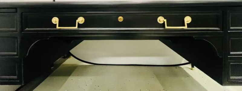 Hollywood Regency Jansen Style Ebony Desk, Writing Table, Louis XVI, Bronze - 8