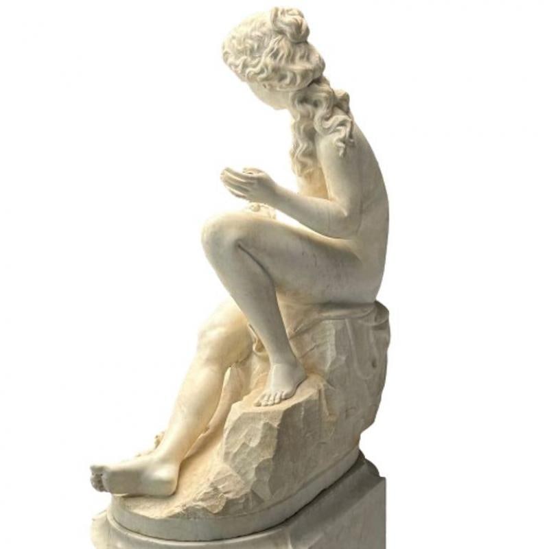 Jean-Marie Boucher, Venus and Cupid Marble Statue, White Marble, Romantic, 1910 - 6