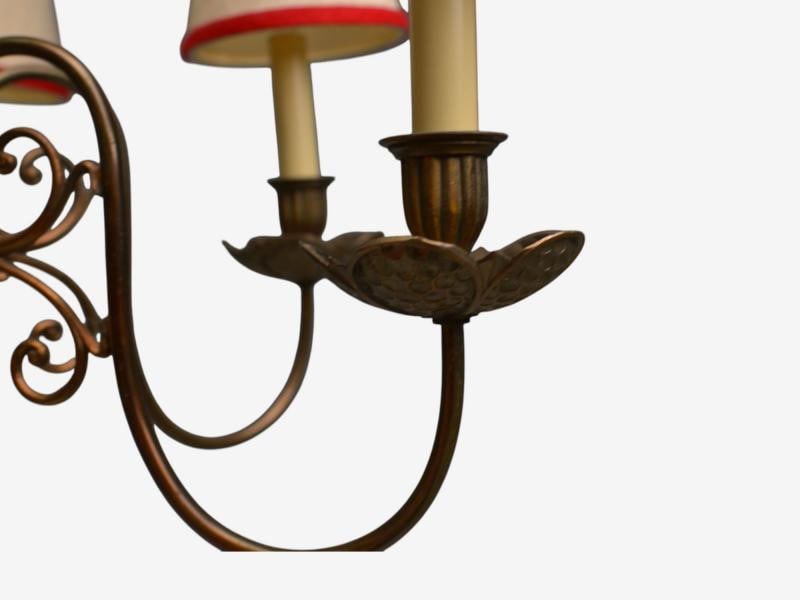 Baroque, Hammered Brass, Bronze, Fabric, Pendant Light, 1950s - 10