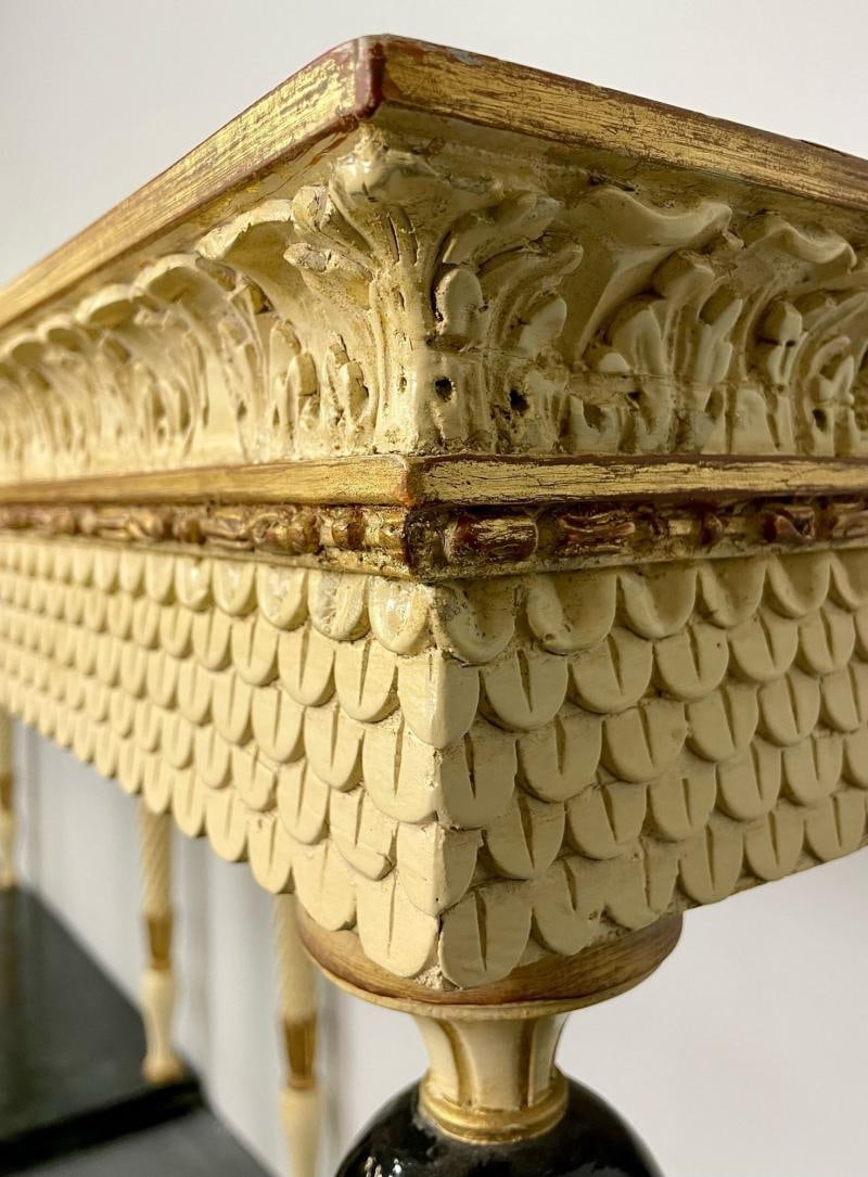 Pair of Maison Jansen Console Tables, Neoclassical, Marble Top, Paint Decorated - 10