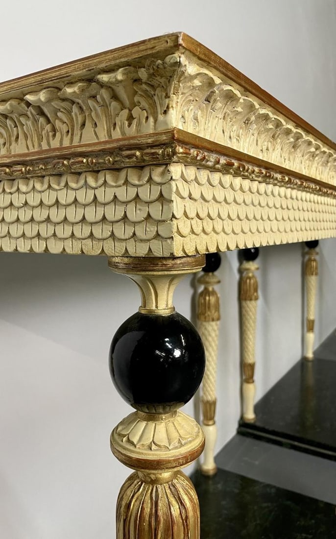 Pair of Maison Jansen Console Tables, Neoclassical, Marble Top, Paint Decorated - 7