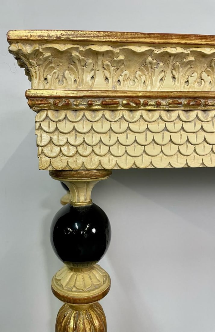 Pair of Maison Jansen Console Tables, Neoclassical, Marble Top, Paint Decorated - 8