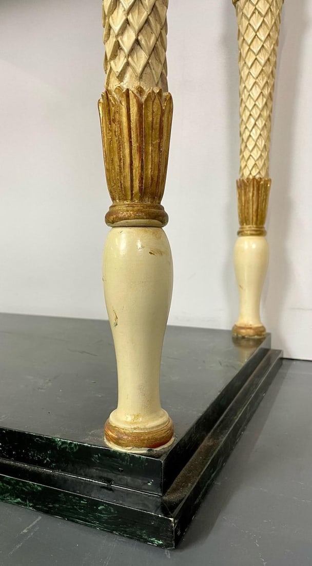 Pair of Maison Jansen Console Tables, Neoclassical, Marble Top, Paint Decorated - 9