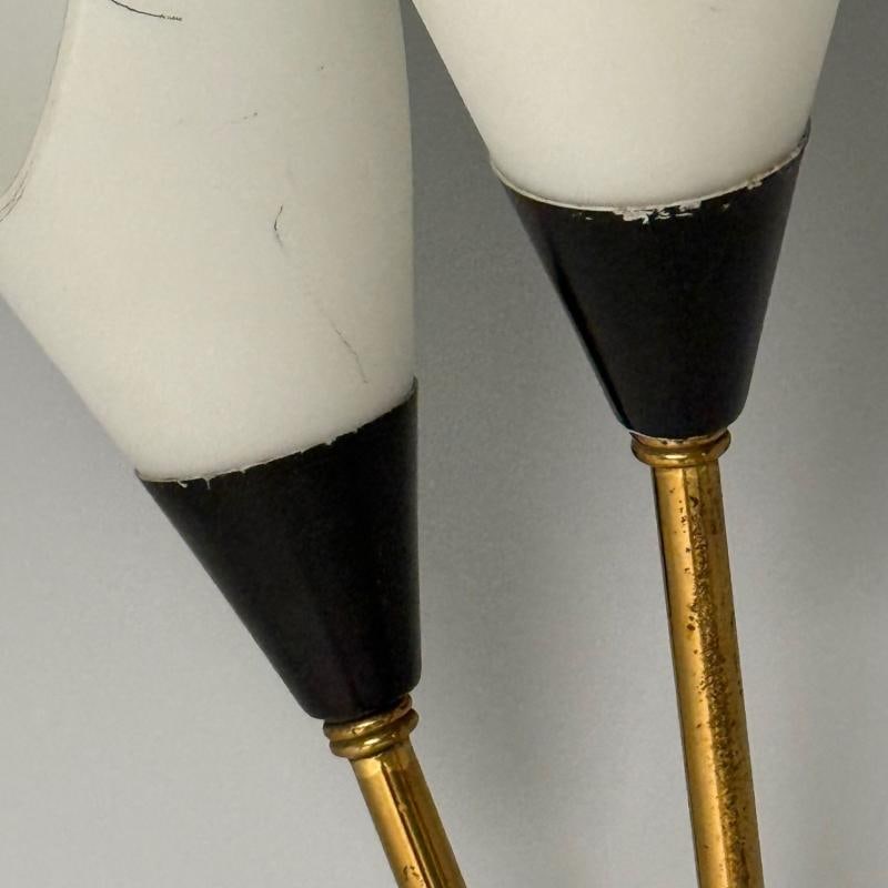 Italian Mid-Century Modern, Wall Sconces, Brass, Opaline Glass, Italy, 1950s - 9