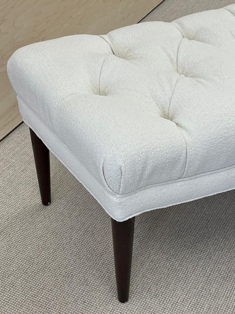 Mid-Century Modern Freeform Tufted Bench, American Designer, Ebony Wood, Bouclé - 10