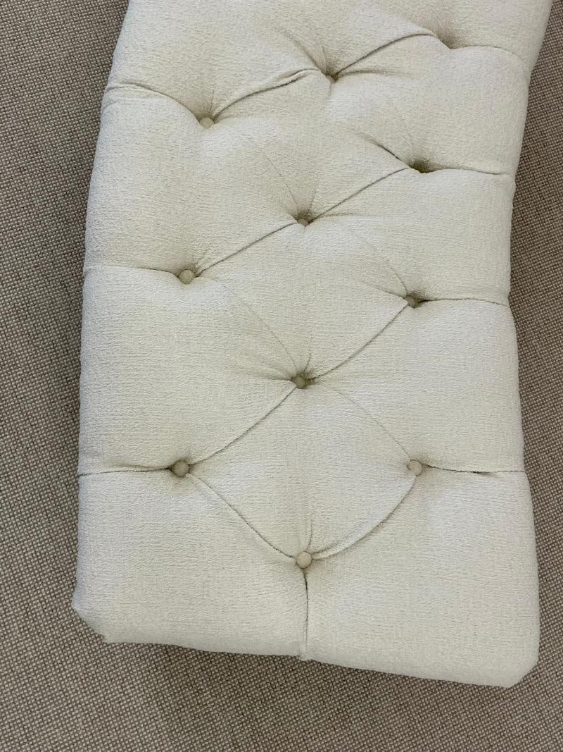 Mid-Century Modern Freeform Tufted Bench, American Designer, Ebony Wood, Bouclé - 12