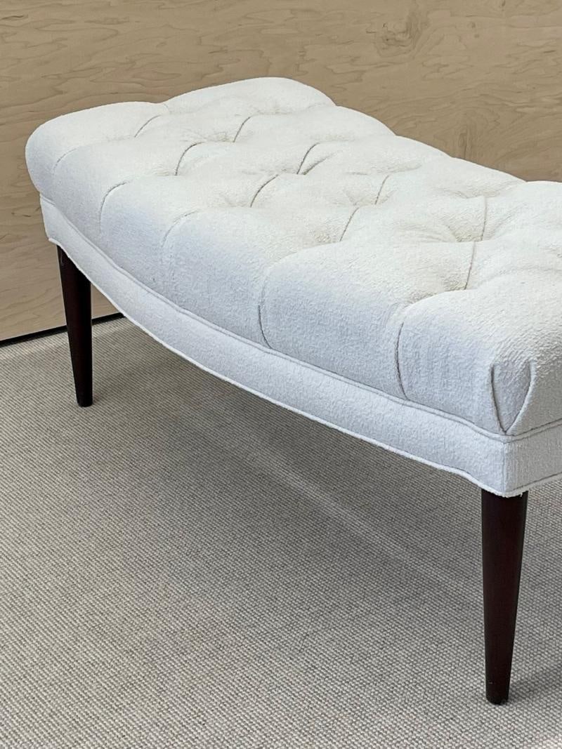 Mid-Century Modern Freeform Tufted Bench, American Designer, Ebony Wood, Bouclé - 4