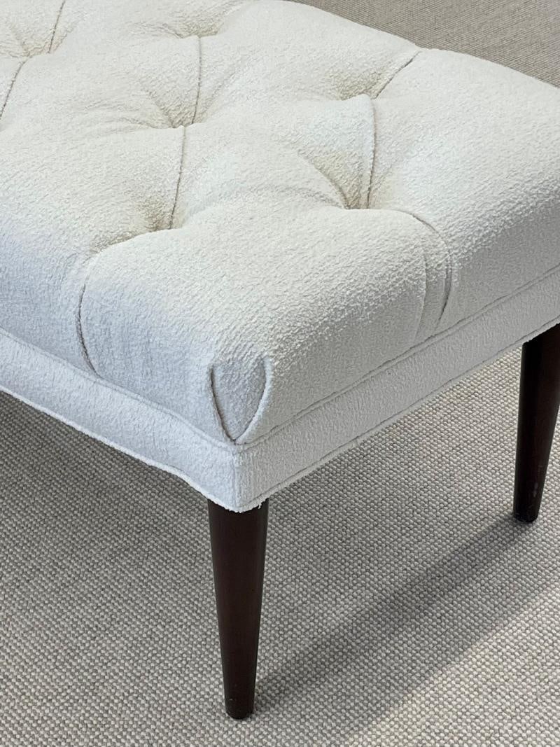 Mid-Century Modern Freeform Tufted Bench, American Designer, Ebony Wood, Bouclé - 5