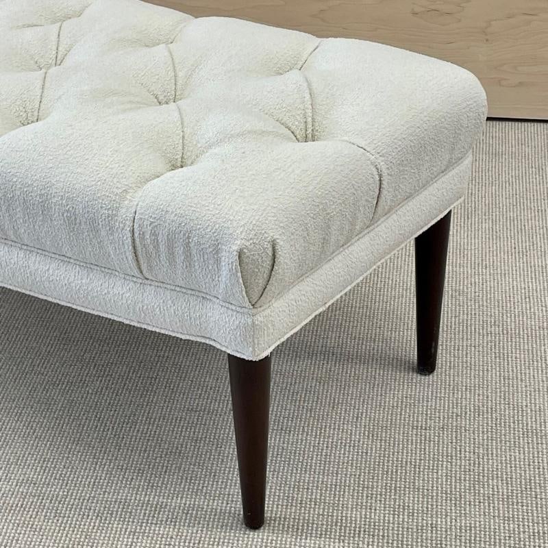 Mid-Century Modern Freeform Tufted Bench, American Designer, Ebony Wood, Bouclé - 6