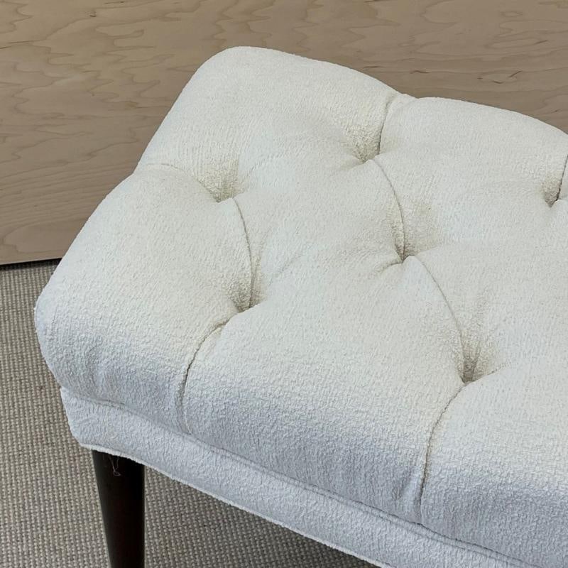Mid-Century Modern Freeform Tufted Bench, American Designer, Ebony Wood, Bouclé - 7