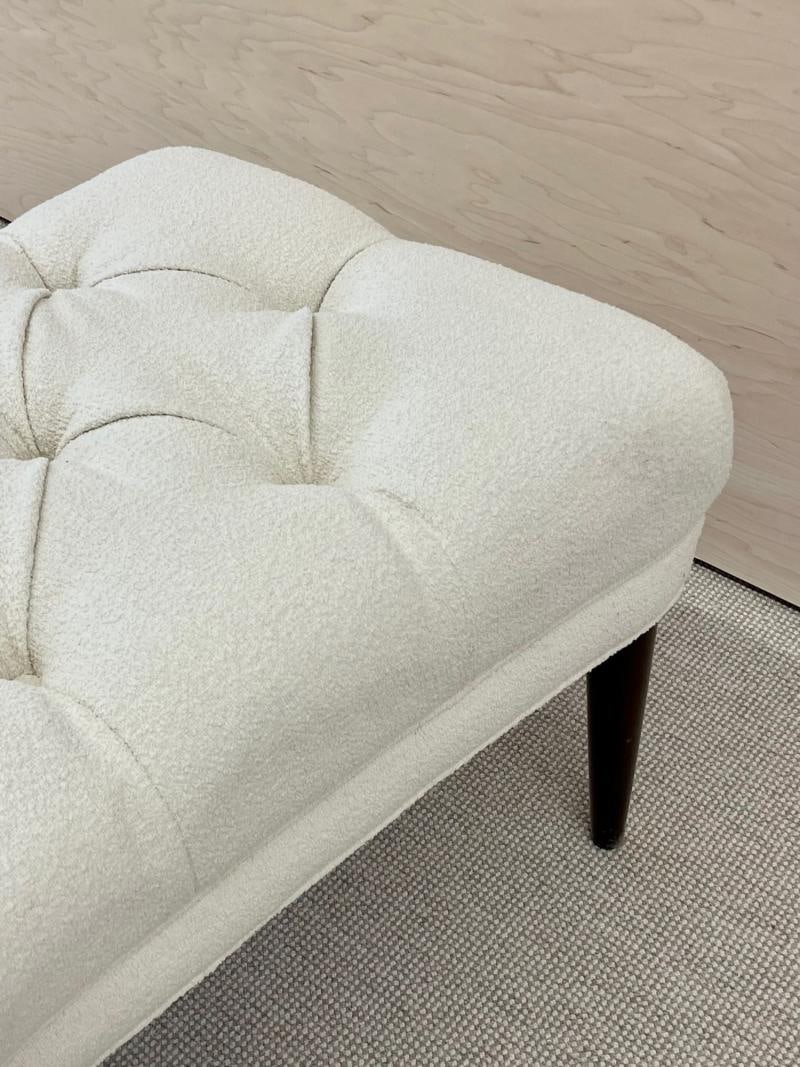 Mid-Century Modern Freeform Tufted Bench, American Designer, Ebony Wood, Bouclé - 8