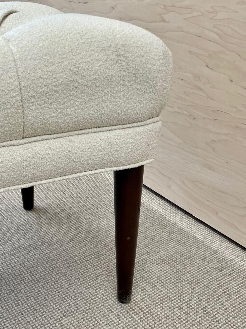 Mid-Century Modern Freeform Tufted Bench, American Designer, Ebony Wood, Bouclé - 9