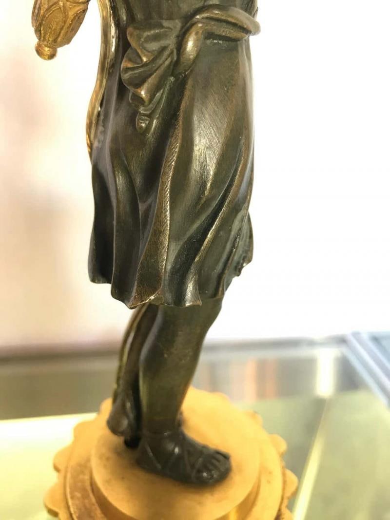 Empire Doré Bronze Candelabra Lamp Having a Patinated Woman Mounted as a Lamp - 9