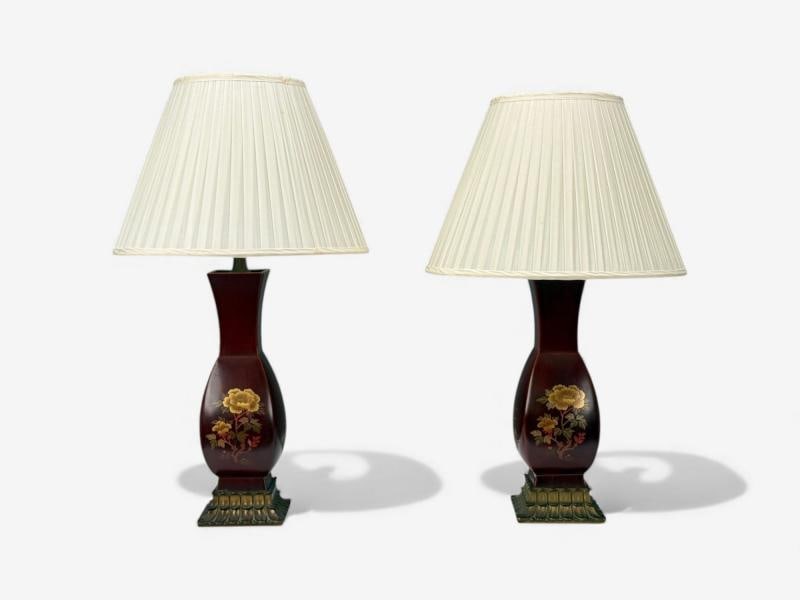 Japanese, Copper, Lacquered Metal, Brass, Maruni Vase Table Lamps, Japan, 1960s - 2
