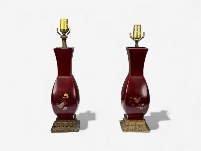 Japanese, Copper, Lacquered Metal, Brass, Maruni Vase Table Lamps, Japan, 1960s - 6