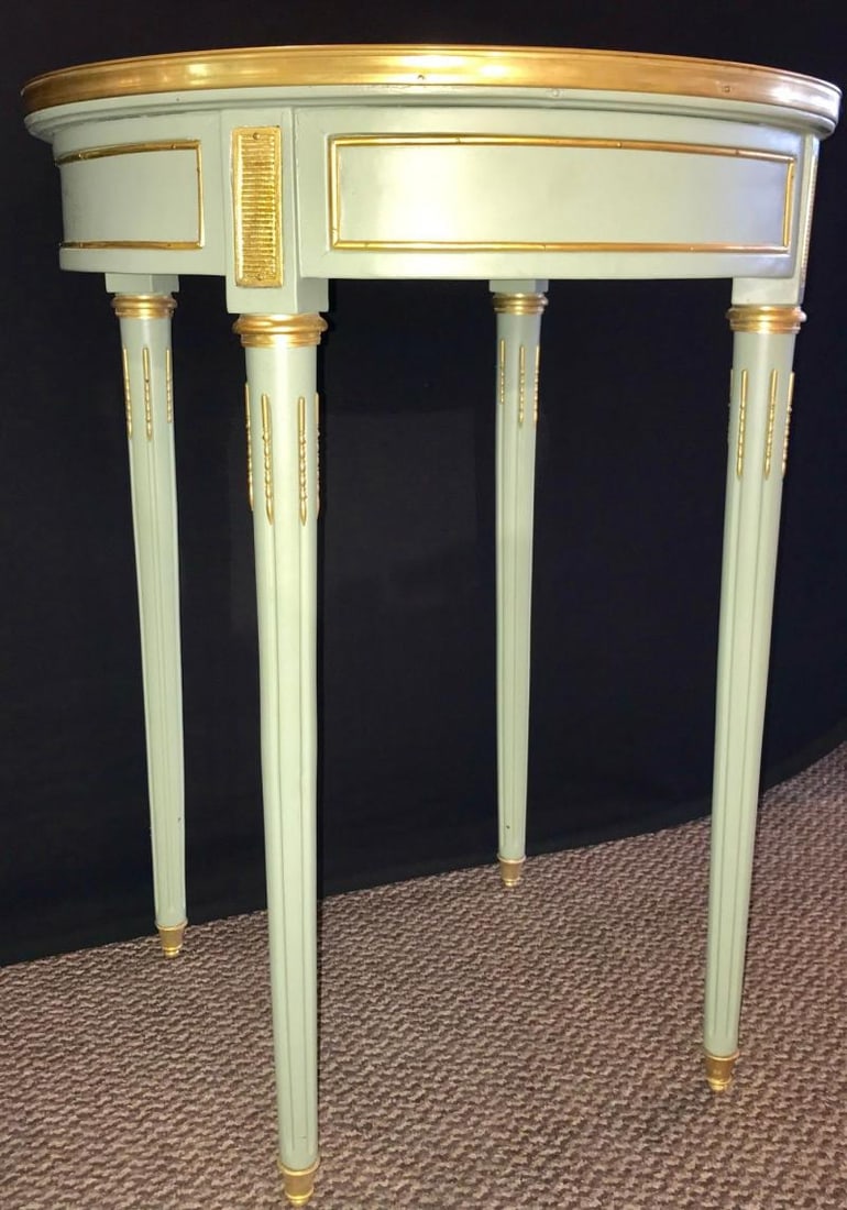Pair of Paint Decorated Jansen Style Louis XVI End, Side or Bouilliotte Tables - 10