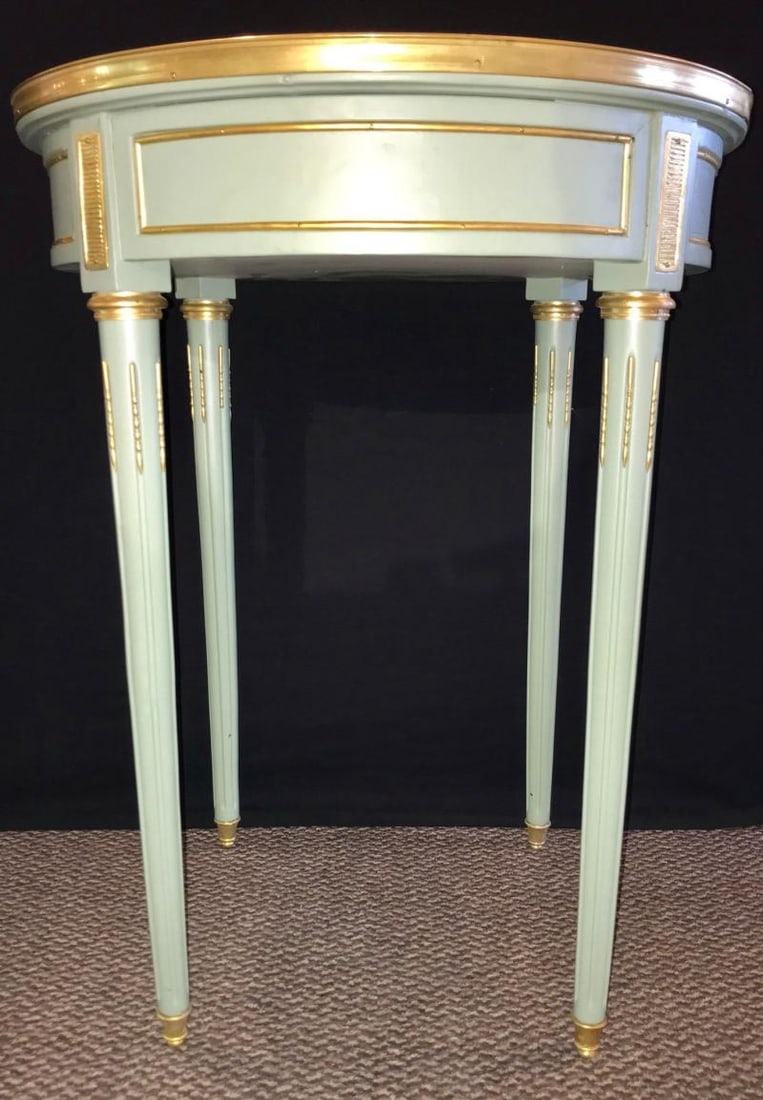 Pair of Paint Decorated Jansen Style Louis XVI End, Side or Bouilliotte Tables - 11