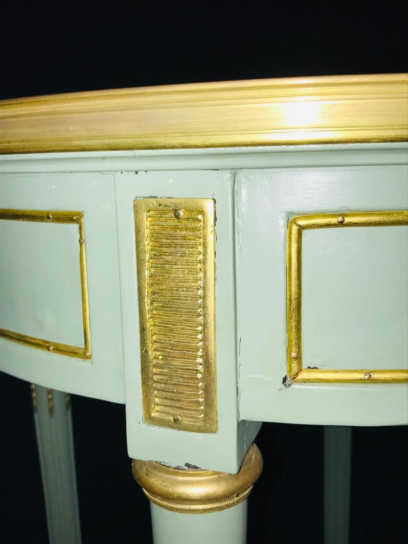 Pair of Paint Decorated Jansen Style Louis XVI End, Side or Bouilliotte Tables - 4