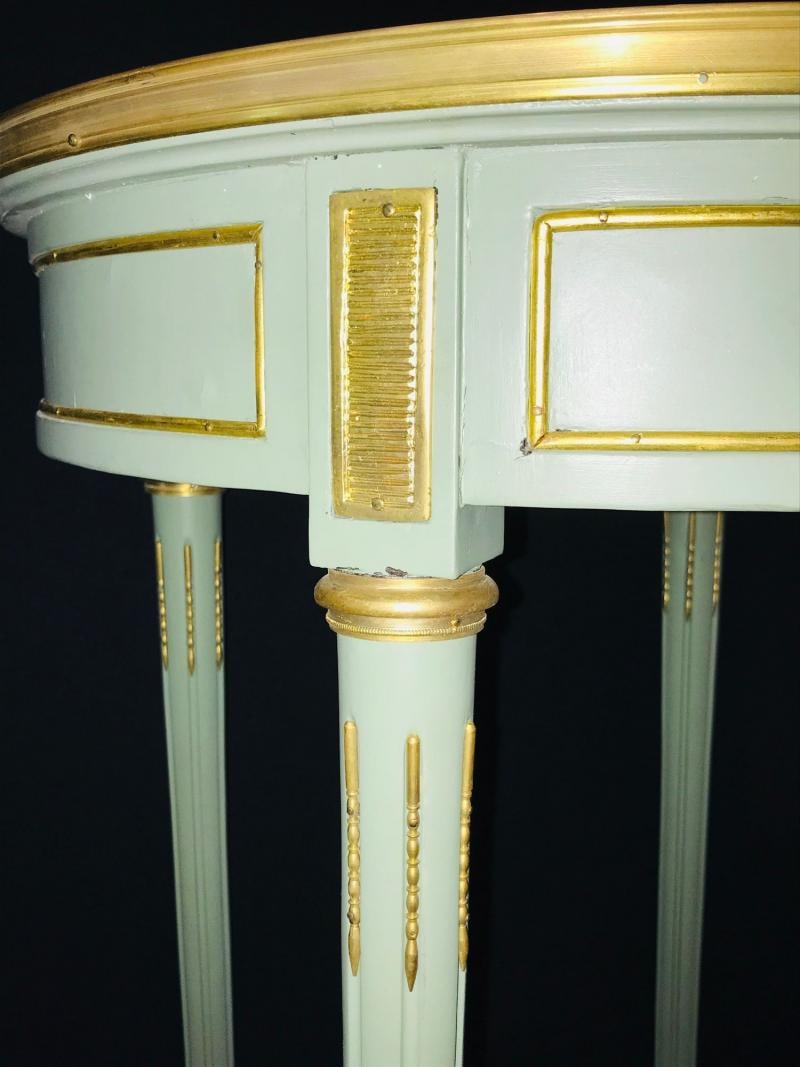 Pair of Paint Decorated Jansen Style Louis XVI End, Side or Bouilliotte Tables - 5