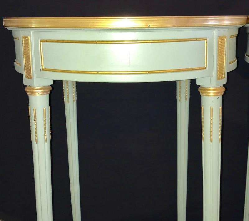 Pair of Paint Decorated Jansen Style Louis XVI End, Side or Bouilliotte Tables - 7