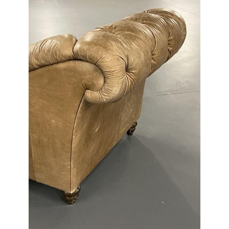 Tufted Patinated Vintage Leather Chaise Lounge from Sweden, Daybed - 4