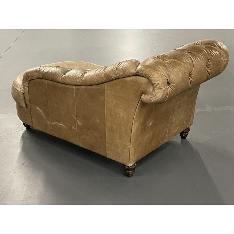 Tufted Patinated Vintage Leather Chaise Lounge from Sweden, Daybed - 5