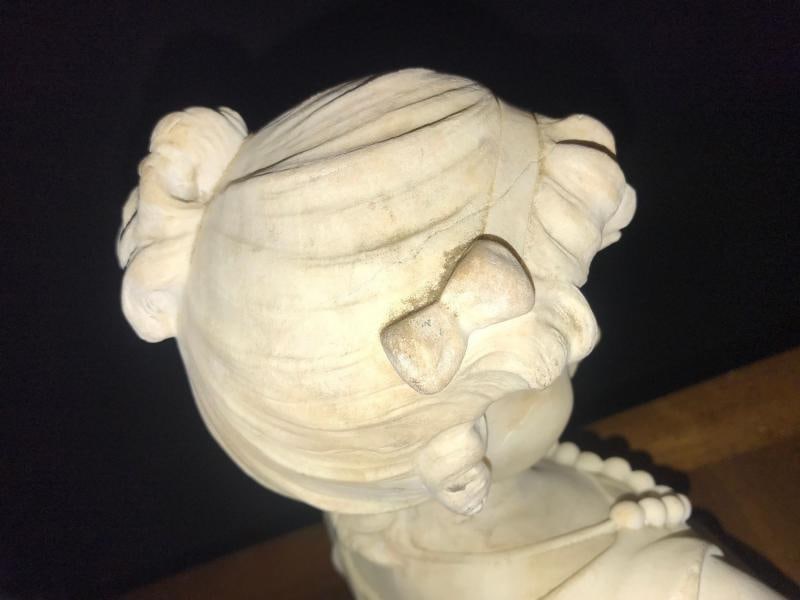 Signed 19th Century Marble Miniature Bust of a Young Girl Signed on Reverse - 6