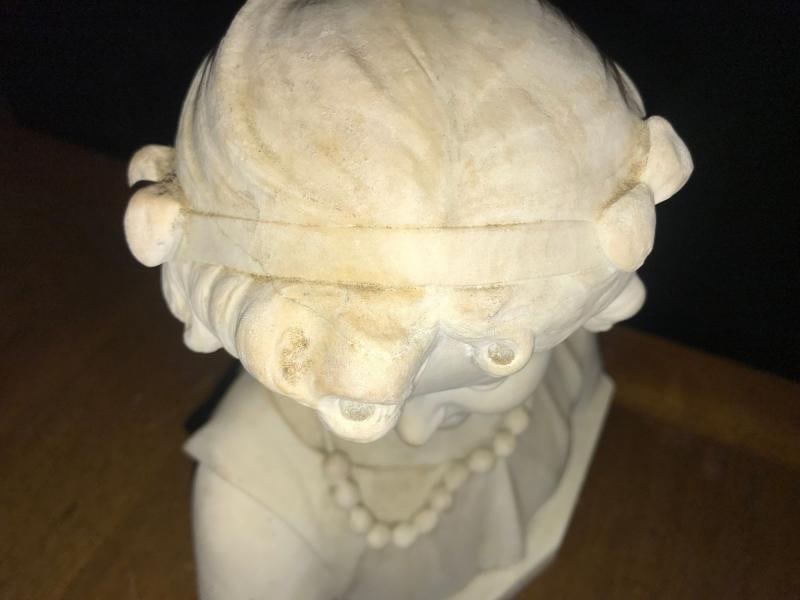 Signed 19th Century Marble Miniature Bust of a Young Girl Signed on Reverse - 8